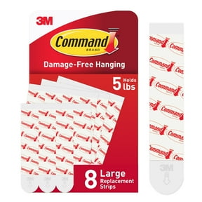 Command Large Replacement Strips for Hooks, Foam, Plastic, 8 Adhesive Strips, 17023-8ESF