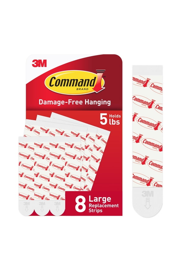 Large Replacement Strips for Hooks, Foam, Plastic, 8 Adhesive Strips, 17023-8ESF