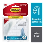 Command Large Towel Hooks Value Pack, Frosted, 3 Wall Hooks, Holds 5 lbs, Bathroom Organization