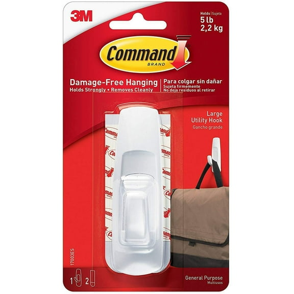 Command Large Utility Hook, White, 9-Hook