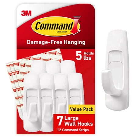 Command™ Large Utility Hook GP003-7NA, 7 Hooks, 12 Strips