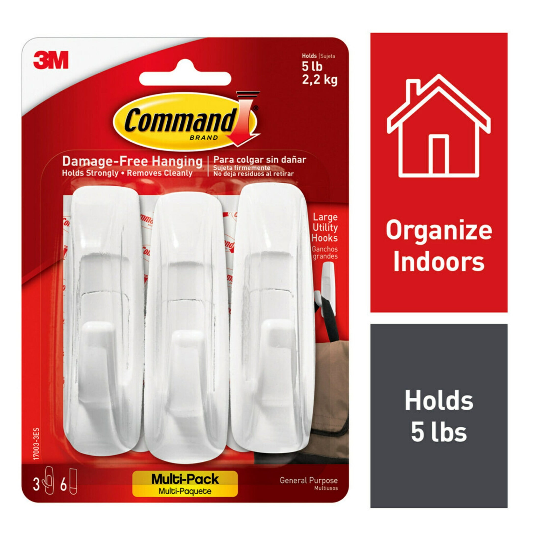 3M Command White Utility Hooks 5 lb 3 pk 3M Command White Utility Hooks 5 lb 3 pk