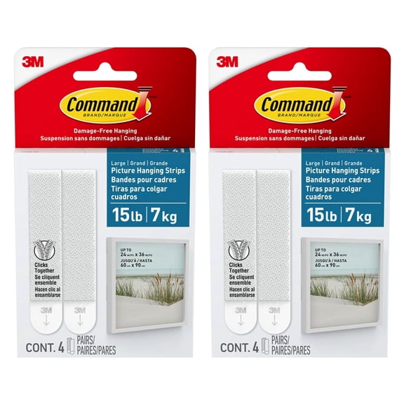 Command Large Water Resistant Picture Hanging Strips: 4 pairs (White) [2-pack] 17206B-EF