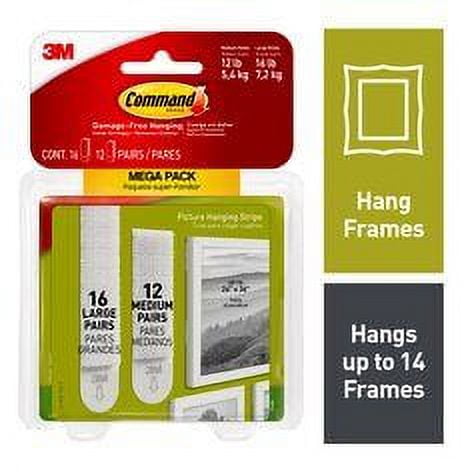Command Large and Medium Picture Hanging Strips Mega-Pack, 17209-28ES, 28 Pairs, 12 Medium, 16 Large