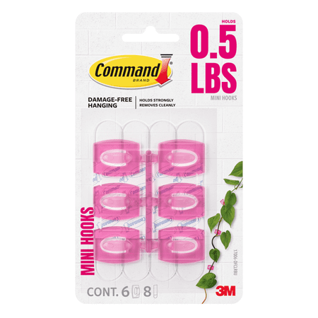 Command Limited Edition Mini Hooks [Removable]: 6-pack Dragonfruit
