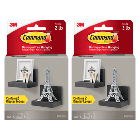 Command MMMHOM23S2ES Shelf Display Ledges, Slate - Pack of 2