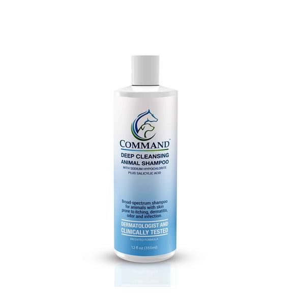 Command Deep Cleansing Odor Eliminator Medicated Shampoo for Dogs, 12 oz Bottle