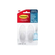 Command Medium Bath Hooks, Frosted, 2 Wall Hooks, 2 Water Resistant Strips, Bathroom Organization