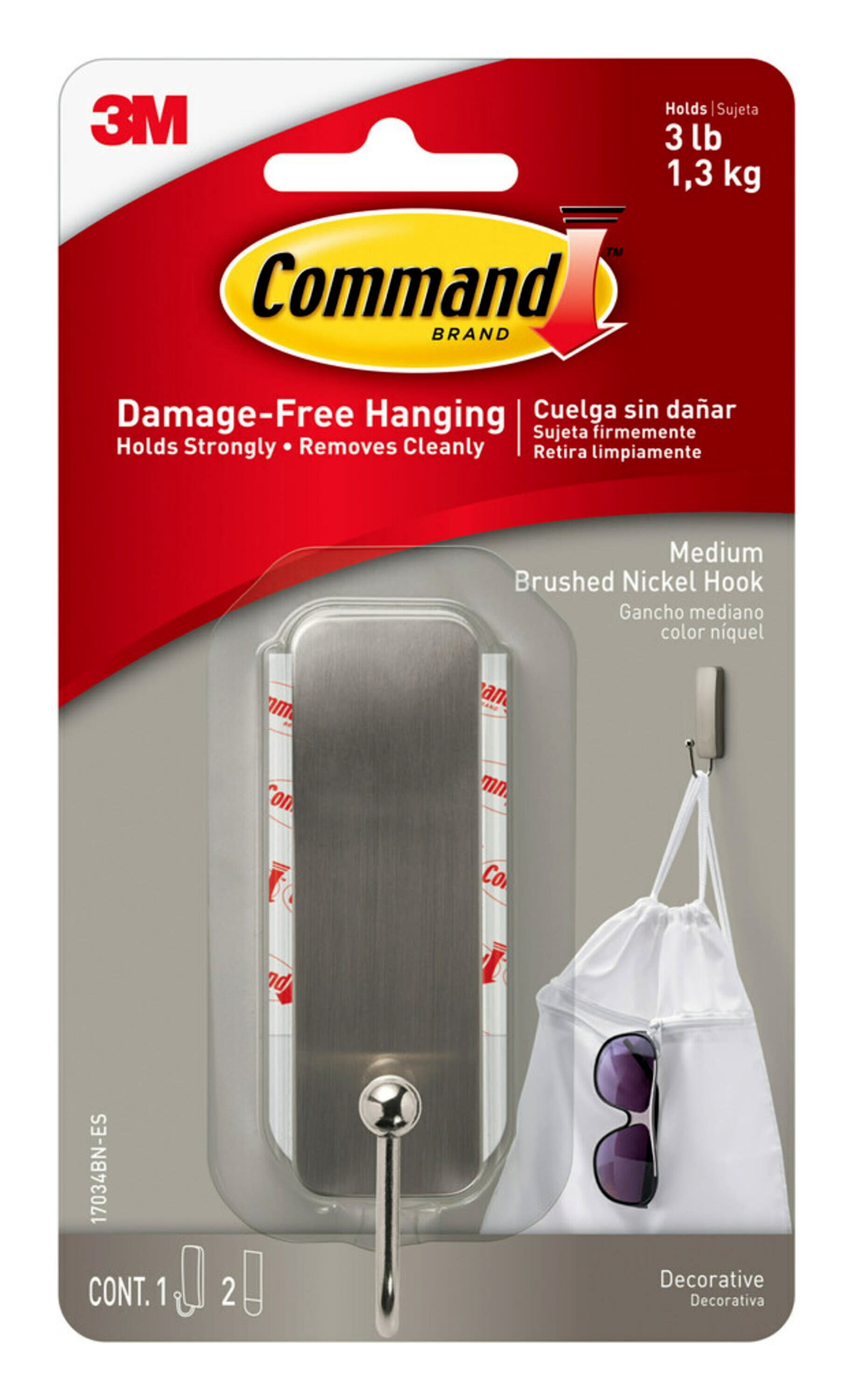 Command 10 Lb XL Heavyweight Wall Hook, White, Damage Free Decorating, 2 Command  Hooks 