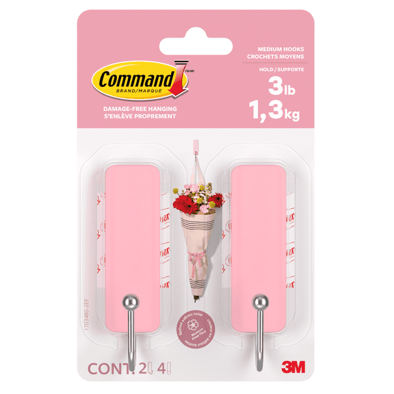 Command Medium Decorative Hooks [Removable]: 2-pack (Blossom)