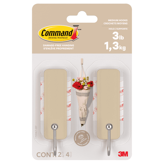 Command Medium Decorative Hooks [Removable]: 2-pack (Latte)