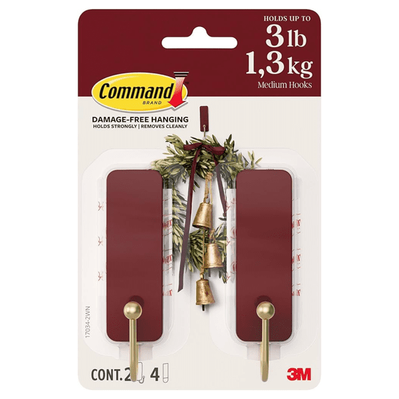 Command Medium Decorative Hooks [Removable]: 2-pack (Mulled Wine)