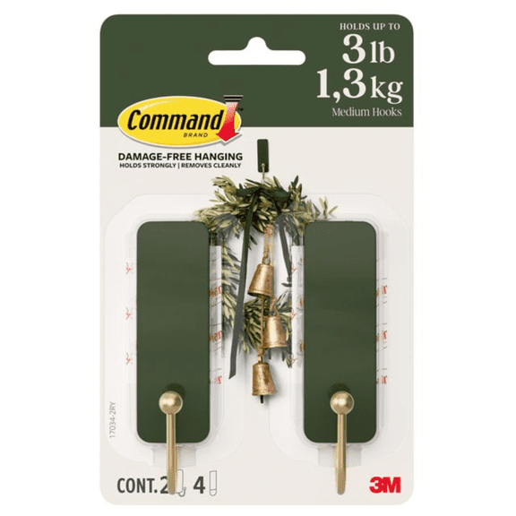 Command Medium Decorative Hooks [Removable]: 2-pack (Rosemary)