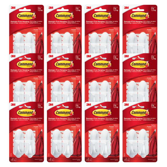 Command Medium Designer Hooks: (White) [24-pack] 17081ES