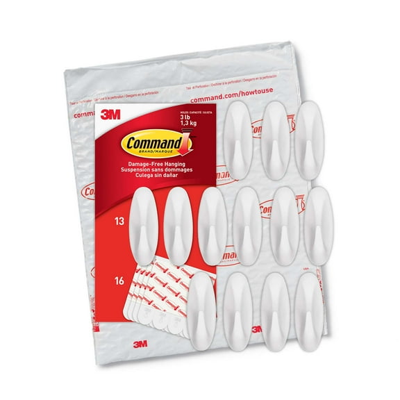 Command Medium Designer Wall Hooks, White, 13 Plastic Hooks