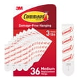 thumbnail image 1 of Command Medium Replacement Strips For Wall Hooks, Holds 3 lbs, White, 36 Foam Strips, 1 of 9