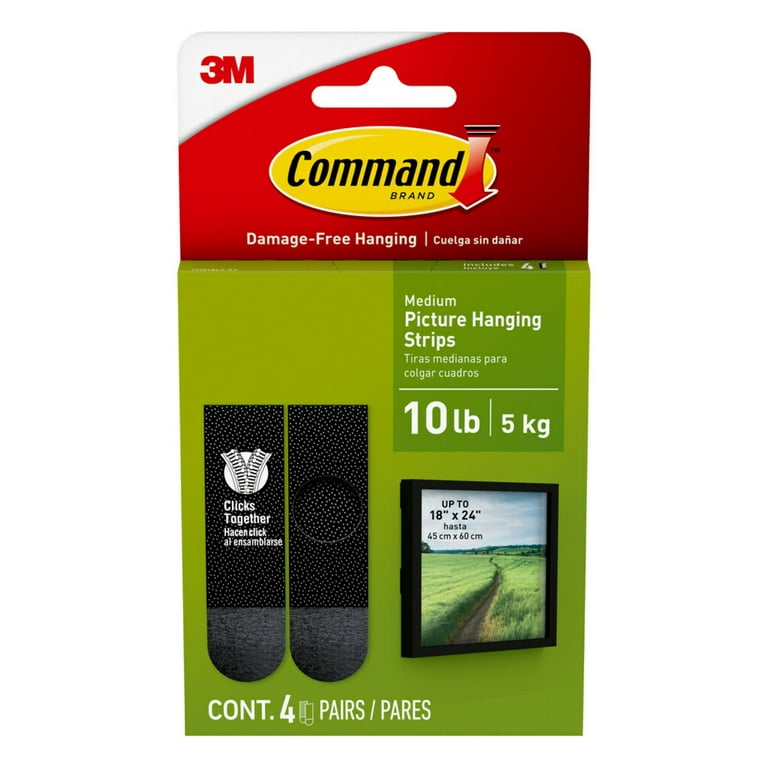 Command 4 Sets Large Sized Picture Hanging Strips Black : Target