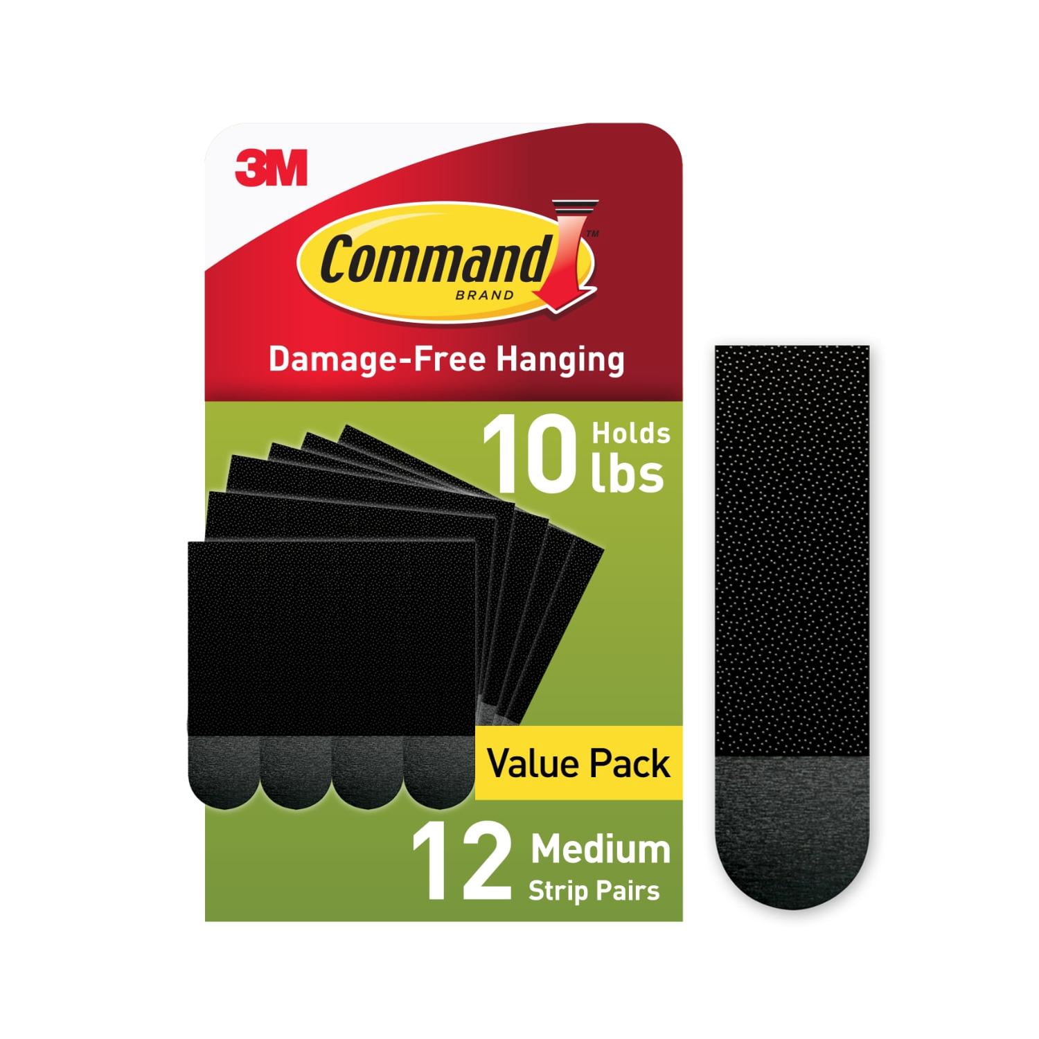 Command Medium Picture Hangers, Holds 10 lbs, Black, Damage-Free Hanging, 12 Pairs Adhesive Strips