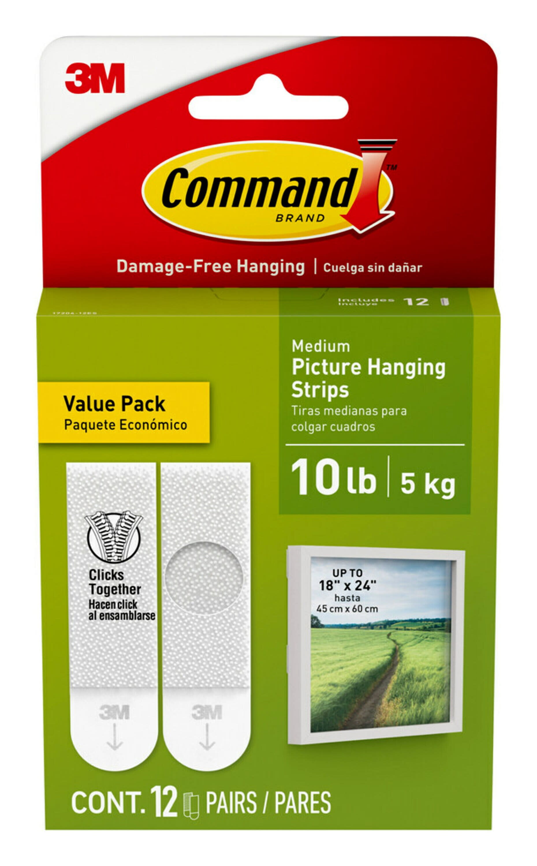 Command Medium and Large Picture Hanging Strips 12 Pairs 24 Medium