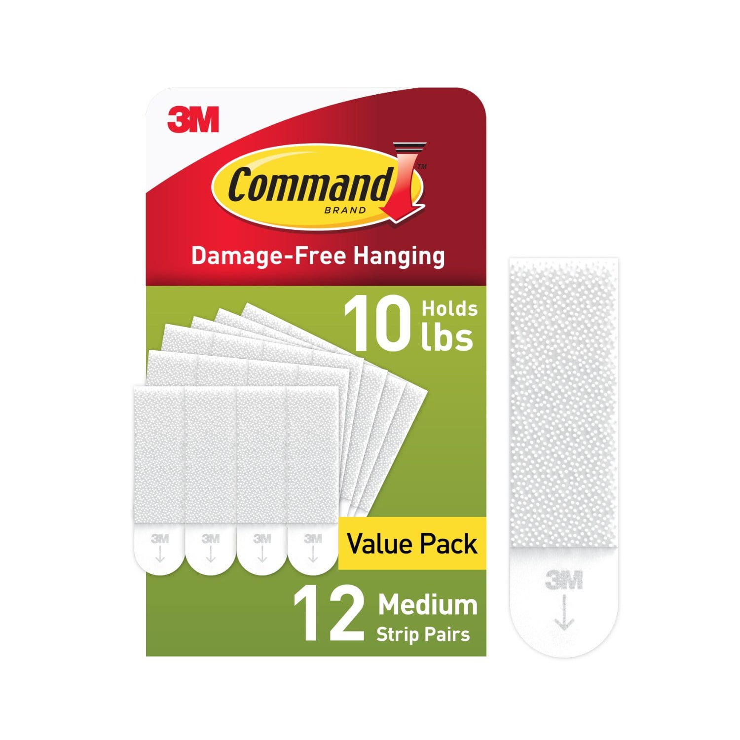 Medium White Damage-Free Picture Hanging Strips, 12 Pairs