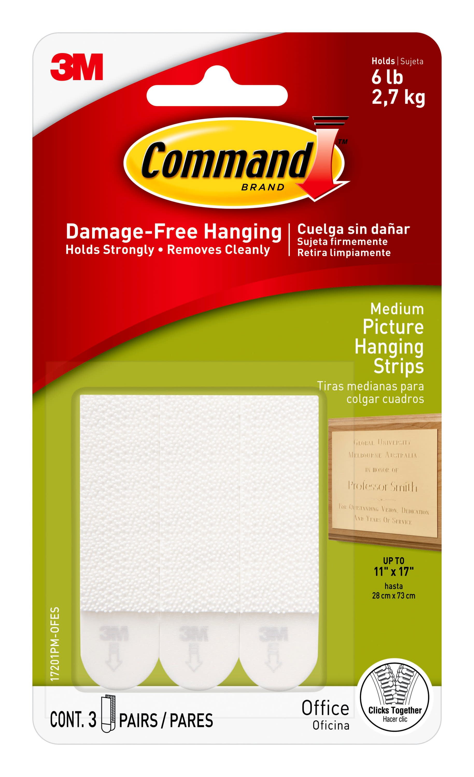 Command Medium Picture Hanging Strips, 3 Pairs of Strips Per Pack 