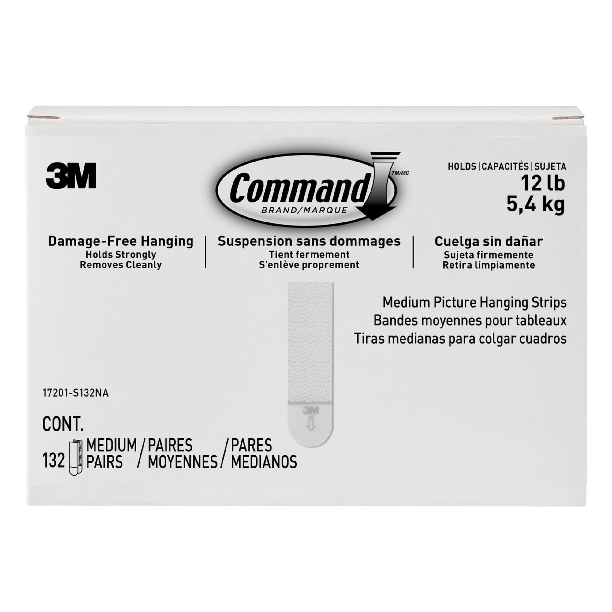 Command™ Medium Picture Hanging Strips, Damage-Free, White, Pack of 132  Pairs of Strips 
