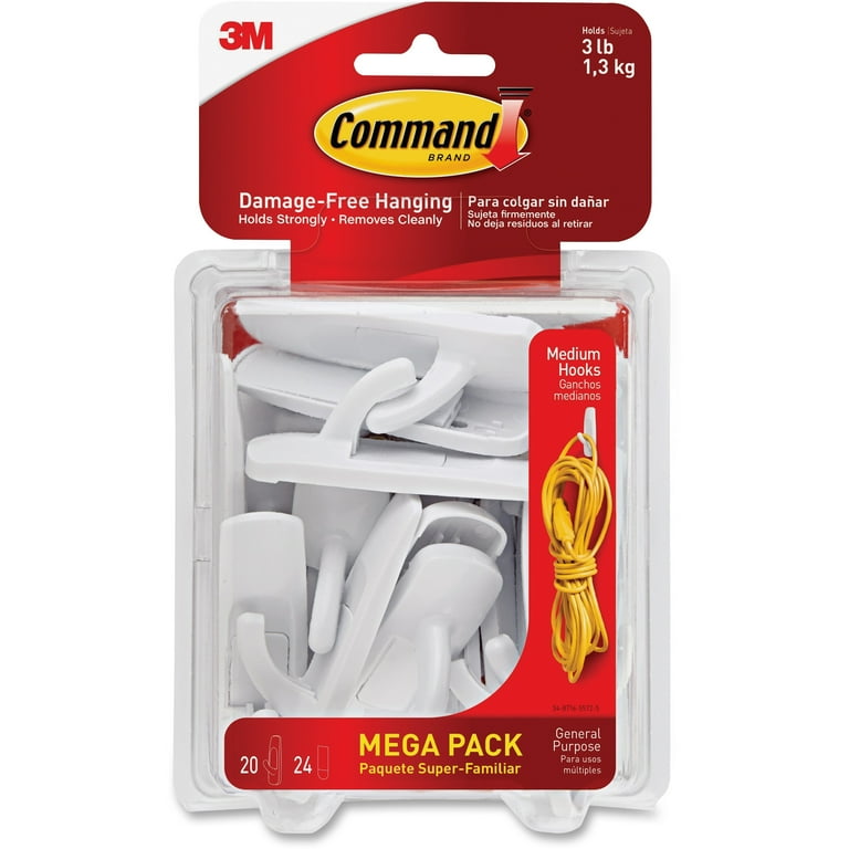 Command Medium Hooks Value Pack, White, 6 Hooks, 12 Strips - Trio Hardware