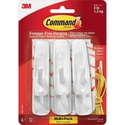 Command Medium Utility Hook Value Pack for Home, Office - White - 6 / Pack