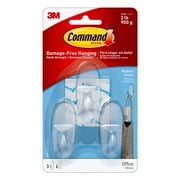 Command Medium Wall Hooks, Clear, Damage Free Decorating, 3 Hooks and 6 Command Strips
