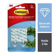 Command Medium Wall Hooks, Clear, Damage Free Hanging of Decorations, 2 Hooks
