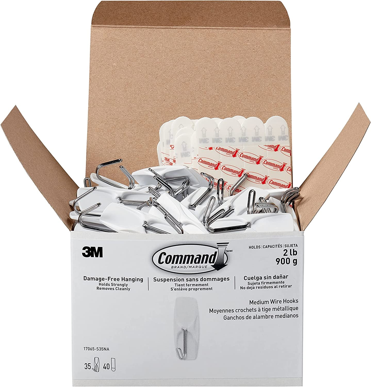White Medium Self-Adhesive Metal and Plastic Hooks