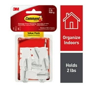 Command Medium Wire Toggle Hooks, White, Damage Free Organizing, 7 Hooks and 8 Strips