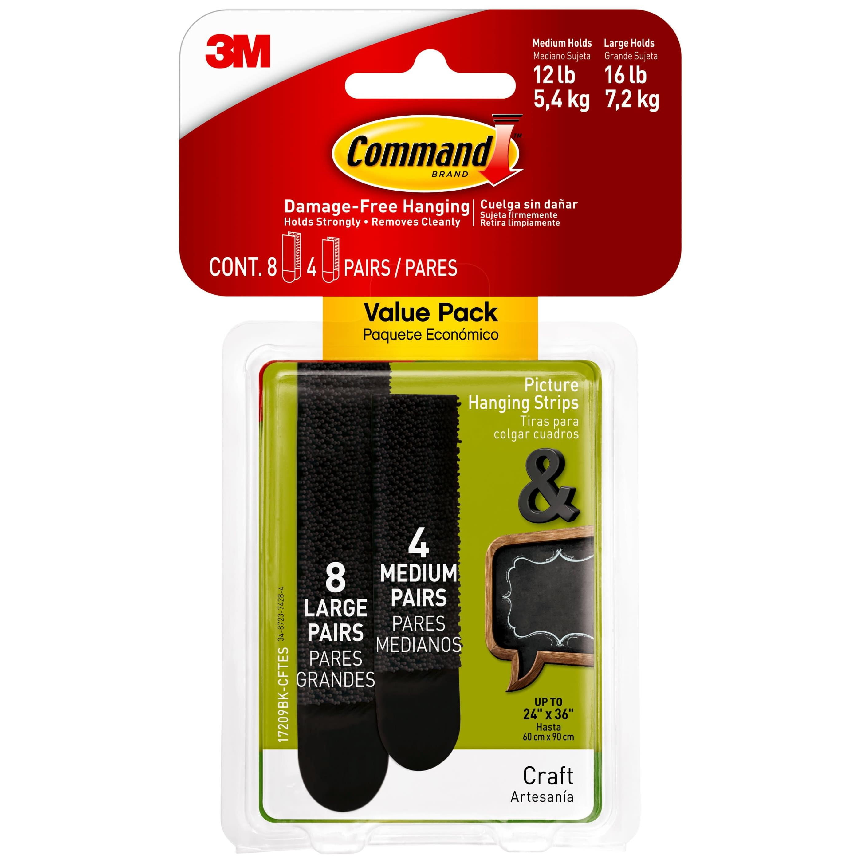 Command Medium &amp; Large Picture Hanging Strip Set, 12 Piece, 2 Pack