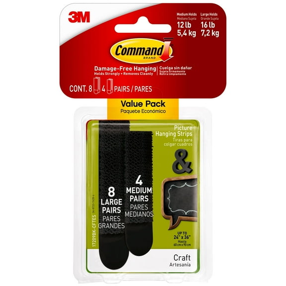 Command Medium & Large Picture Hanging Strip Set, 12 Piece, 2 Pack