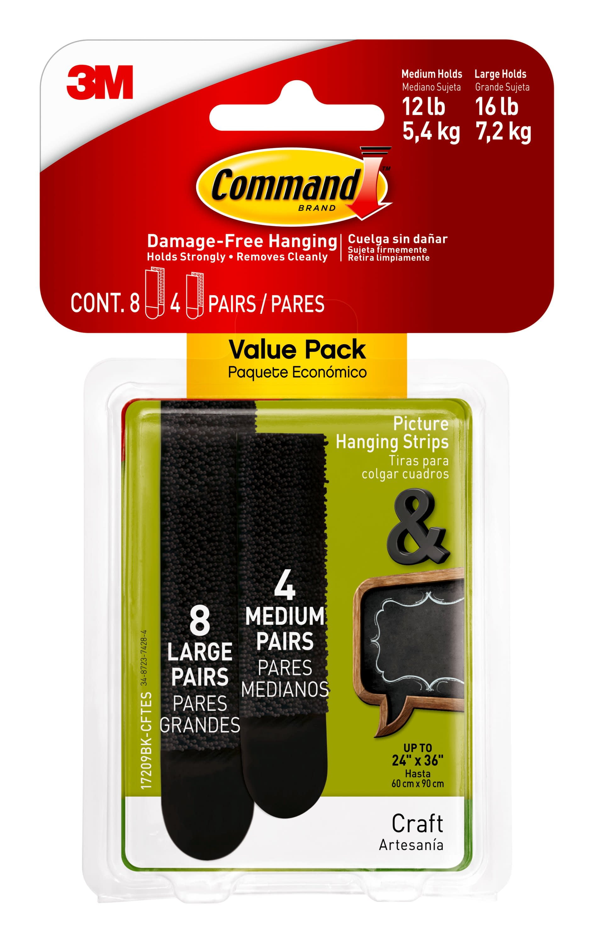 Browse Command Picture Hanging Strips Heavy Duty, Large, Black, Holds 16  lbs, 4-Pairs (17206BLK-ES) 3M and other brands. Stop by our store today to  get huge savings