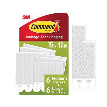 Command Medium and Large Picture Hanging Strips, White, 6 Medium Pairs and 6 Large Pairs