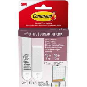 Command Medium and Large Picture Hangers, Holds 10 & 15 lbs, White, 6 Medium, 6 Pairs Large Adhesive Strips