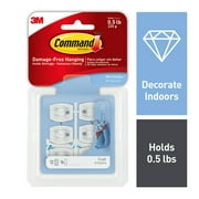 Command Mini Wall Hooks, Clear, Damage Free Decorating, 12 Hooks and 16 Command Strips