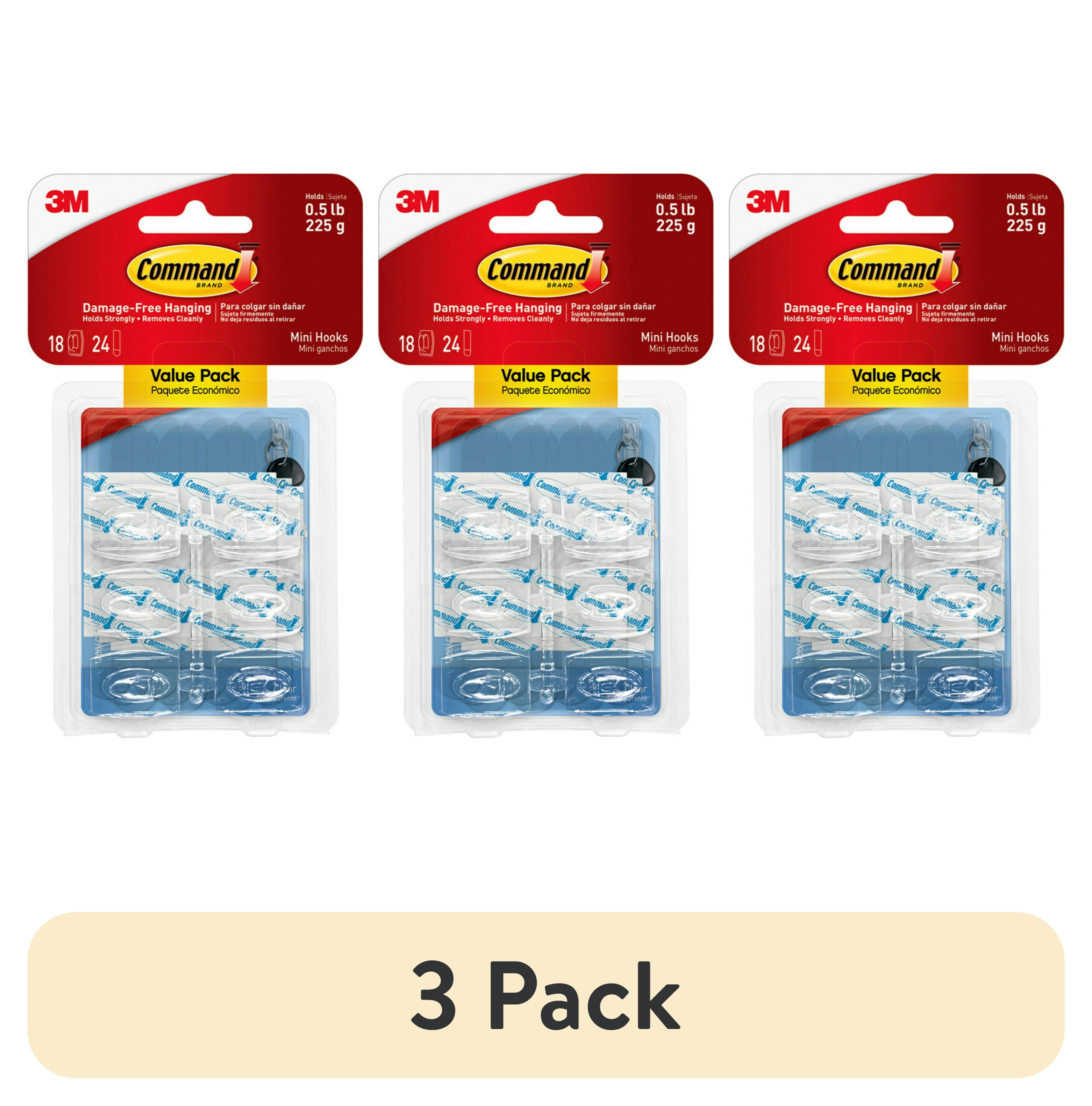 Clear Plastic Mini Self-Adhesive Wall Hooks, 18-Pack