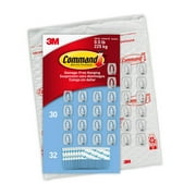 Command Mini Wall Hooks, Clear, Damage Free Decorating, 30 Hooks and 32 Command Strips