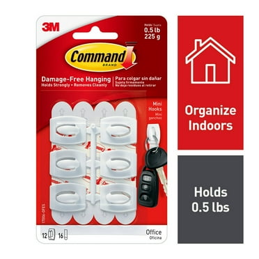 Command Mini Wall Hooks, White, Damage Free Decorating, Twelve Hooks and Sixteen Command Strips