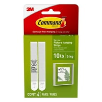 Command Narrow Picture Hangers, White, 4 Pairs