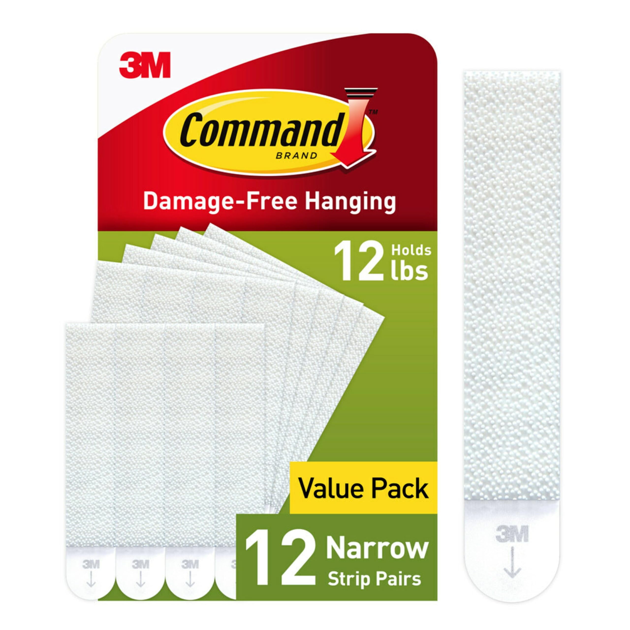 Command White Narrow Picture Hanging Strips, 12 Pairs