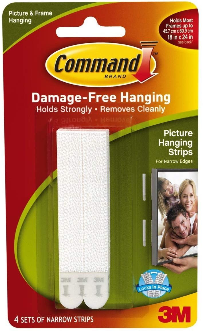 6-pack 3M Command Narrow Picture Hanging Strips - Easy Installation, Damage Free - 6 Pack, White — Residential Use, Standard Application