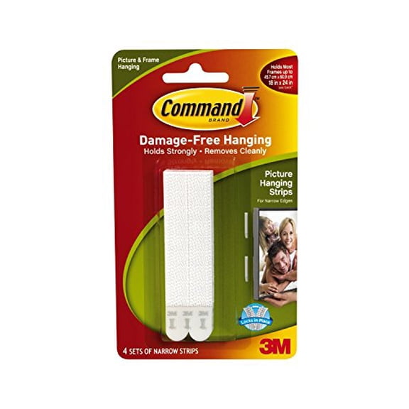 Command Narrow Picture Hanging Strips, White, 4-Strip, 6-PACK