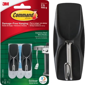 Command Outdoor 2 lb Capacity Stainless Steel Toggle Hooks, Decorate Damage-Free, Water-Resistant Adhesive 17065S-AWES