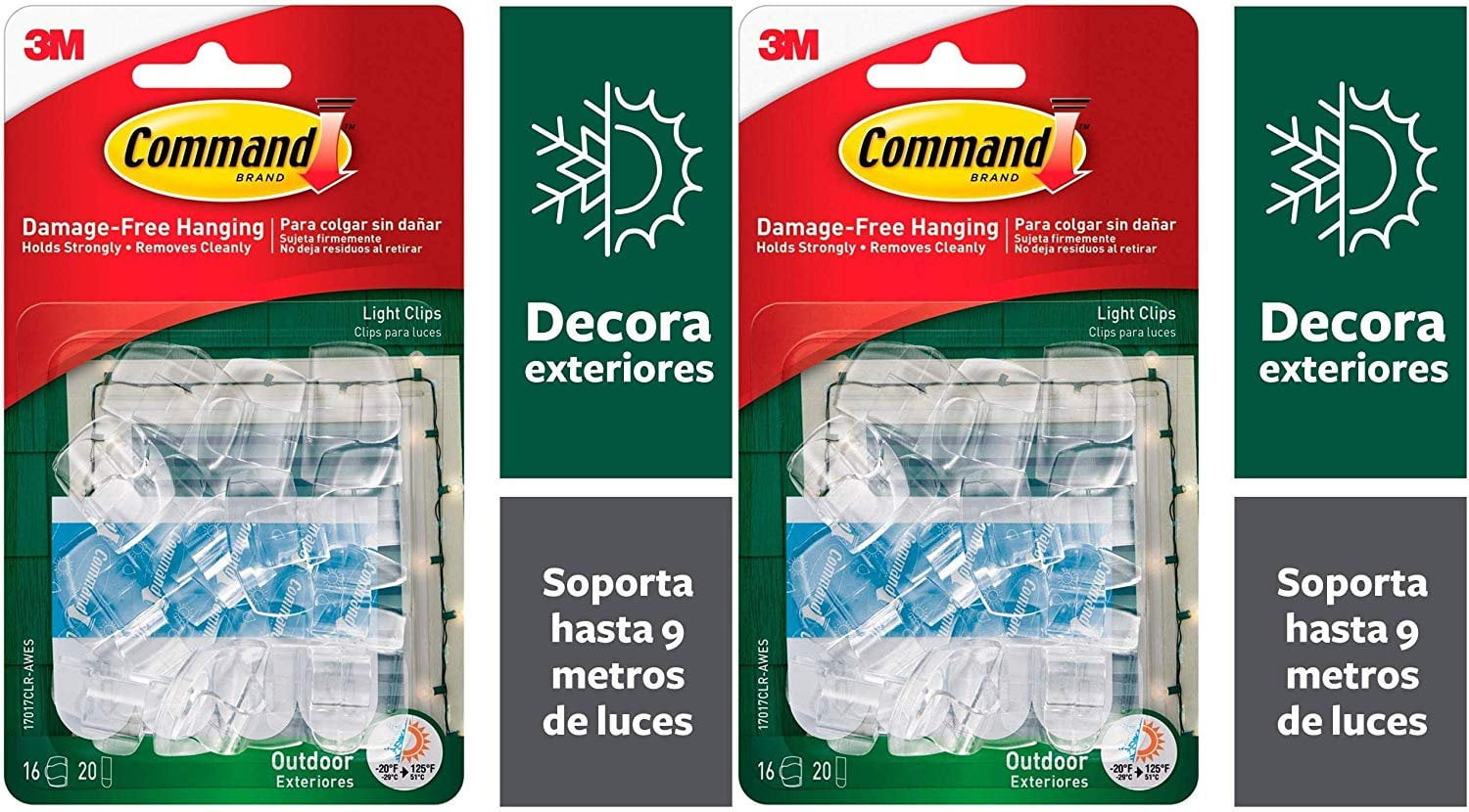 Command Outdoor Light Clips, 16 Clips, 20 Strips, WaterResistant