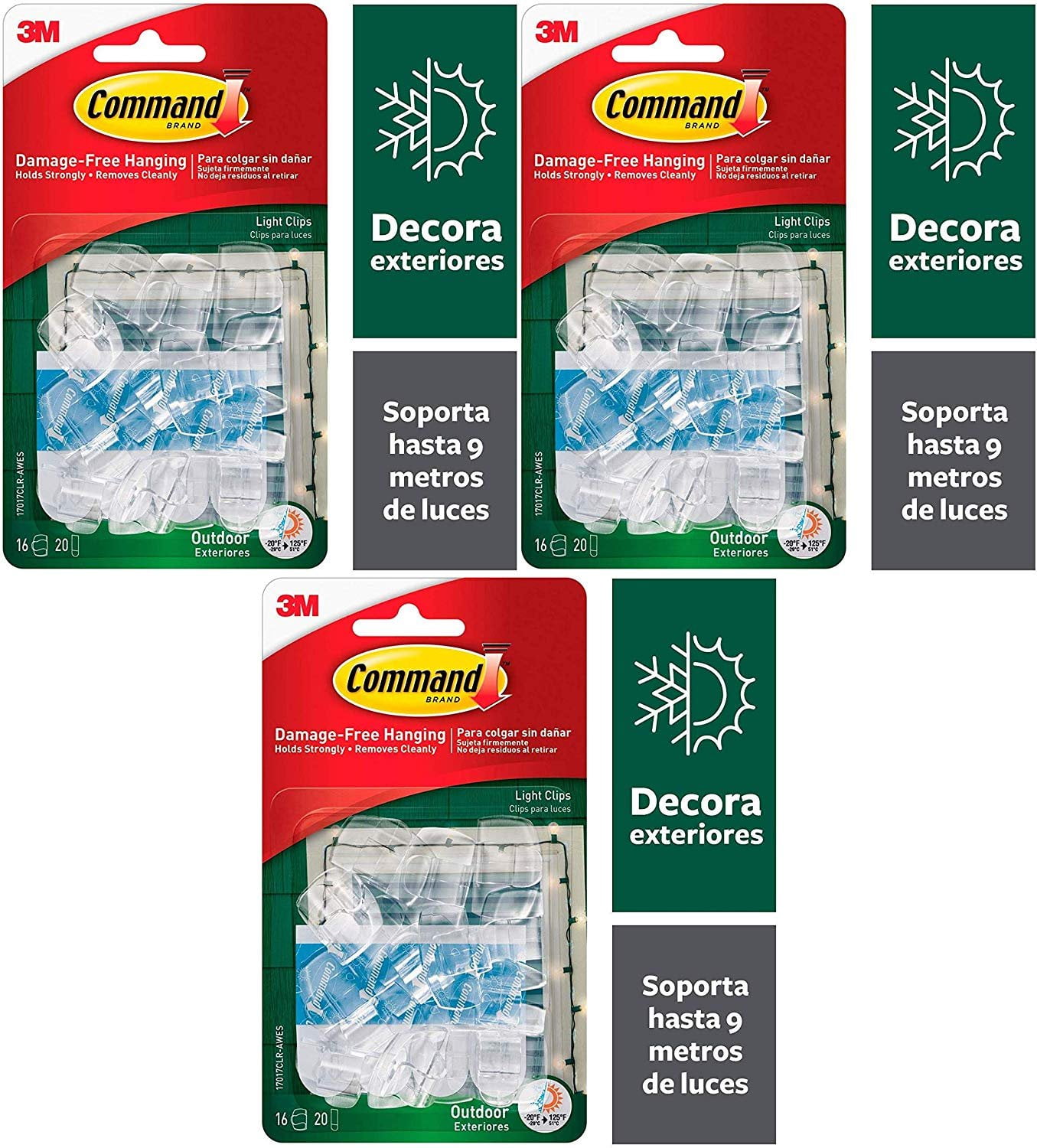 Command Outdoor Light Clips, 16 Clips, 20 Strips, WaterResistant