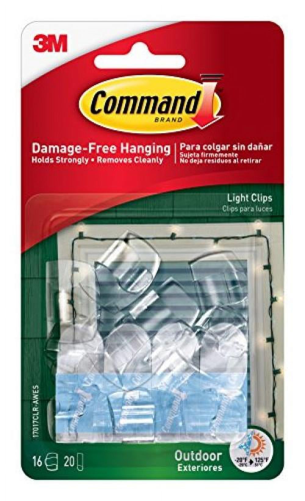 Command Outdoor Light Clips, 16 clips, 20 strips, WaterResistant
