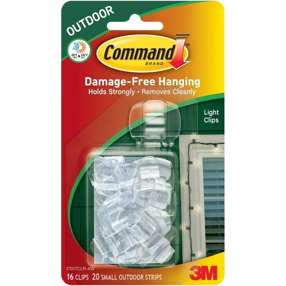 Command Outdoor Light Clips, Clear, 10-Clips